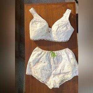 Vintage 70s JC Penney Cotton Eyelet Lingerie Set - Union Made Cottagecore